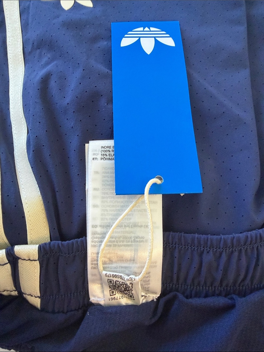adidas Navy Athletic Shorts with White 3-Stripes - Picture 6 of 7